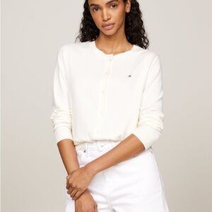 Tommy Hilfiger Cream Button-Up Crew Cardigan